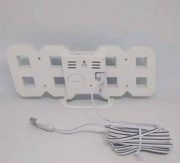 Электронные настольные LED часы белые LY-1089 с зеленой подсветкой с будильником, календарем, термометром