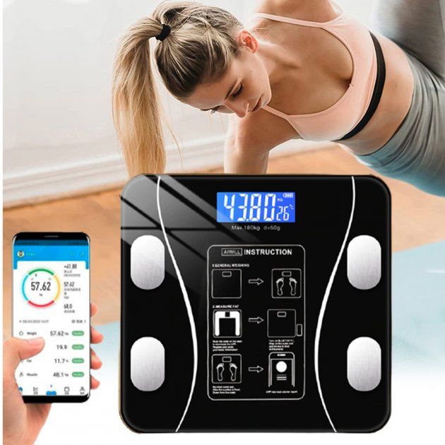 Напольные электронные смарт-весы до 180 кг A-8003 умные с Bluetooth приложением для телефона Android или IOS