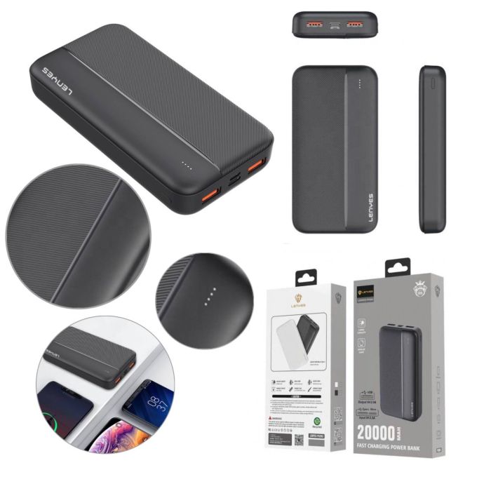 Power bank LENYES PX263 20000mAh (реальная емкость), компактный универсальный павербанк, внешняя аккумуляторная батарея, портативная мобильная батарея с быстрой зарядкой, переносное зарядное, аккумулятор для зарядки