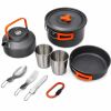 Набор туристической посуды Camping cooking 10 в 1 для похода из нержавеющей стали, чайник, сковорода, кастрюля