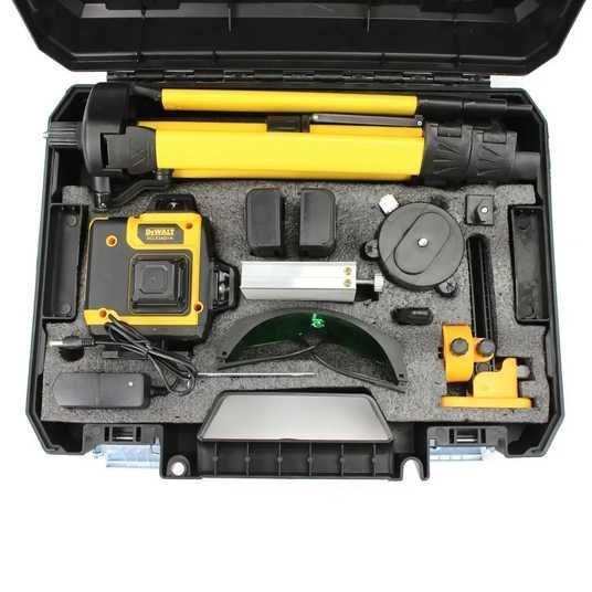 Лазерный уровень нивелир DeWalt DCLE34031N 3.7V 5AH 4D 16-линейный на 2 аккумулятора со штативом в кейсе, лазерный нивелир на 360