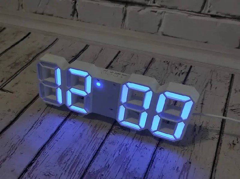 Часы настольные электронные LY-1089, с подсветкой, Синие цифры, многофункциональные универсальные с будильником и термометром, компактные портативные с регулировкой яркости, стильное оригинальное устройство