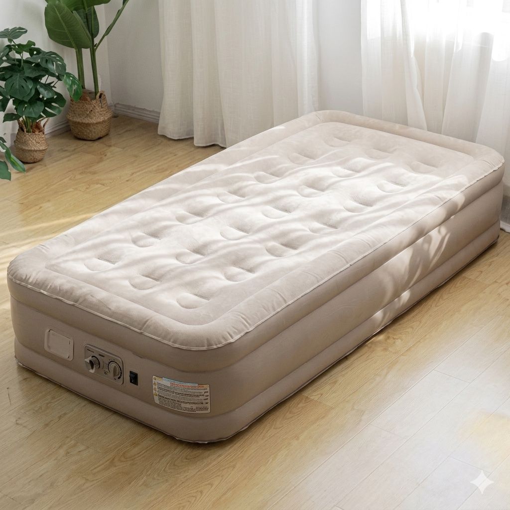 Надувной матрас со встроенным насосом Comfort Rest 190×100×40 см, матрас одноместный с электрическим насосом и подушкой, надувная кровать