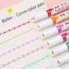 Набор двусторонние маркеры Kawaii Flowers Line Shaped из 6 шт, Роликовые маркеры, Набор фигурных текстовых маркеров