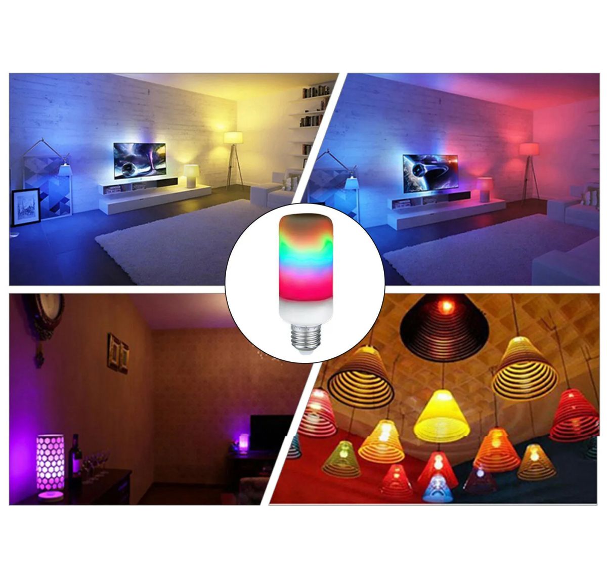 Лампа LED Flame Bulb RGB с эффектом пламени огня E27 интерьерная, Светодиодная лампочка с имитацией эффекта пламени огня
