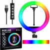 Кольцевая светодиодная LED лампа MJ26 RGB 26 см для селфи, фото и видео, студийный свет