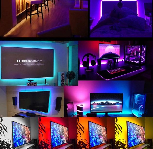 Cветодиодная лента LED с пультом 5050 RGB 2 м от USB, Фоновая RGB подсветка для телевизора, светодиодная лента от Power Bank