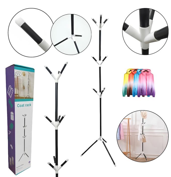 Металлическая напольная вешалка-стойка для одежды Coat Rack 12 крючков, Вешалка для пола с крючками разборная