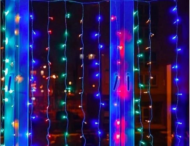 Светодиодная гирлянда штора водопад мульти разноцветная  3Mx3M 320 диодов RGB