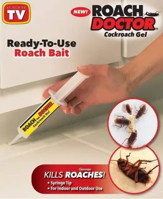 Средство защиты от тараканов и насекомых, гель шприц Roach Doctor, для быстрого и эффективного уничтожения муравьев и тараканов, с тонко насадкой в комплекте для нанесения в труднодоступные места