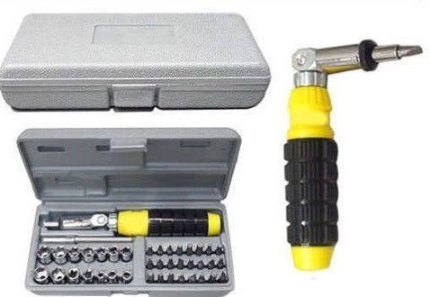 Универсальный набор инструментов 41 предмет в кейсе Piece Bit and Socket Set, Реверсивная отвертка с трещеткой с насадками
