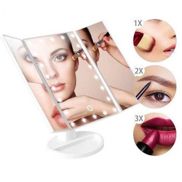 Тройное косметическое зеркало для макияжа с LED подсветкой Magic Makeup Mirror