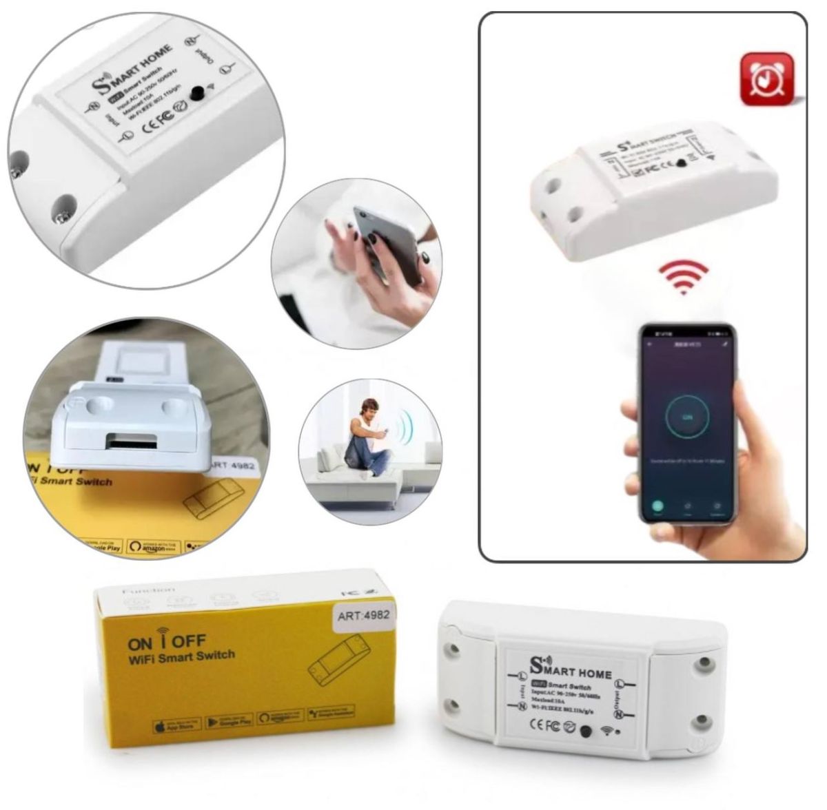 Умное wi-fi релле Smart Home 10A, Беспроводный Wifi выключатель для дистанционного управления с таймером, Для удаленного управления бытовой техникой электроникой или освещением,Умный дом