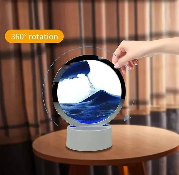 Настольная Лампа ночник RGB песочные часы Картина USB светильник 3D Sandscap вращение 360 °, уникальная увлекательная яркая прикроватная лампа анти стресс подвижный песок, светодиодный светильник с сыпучим песком