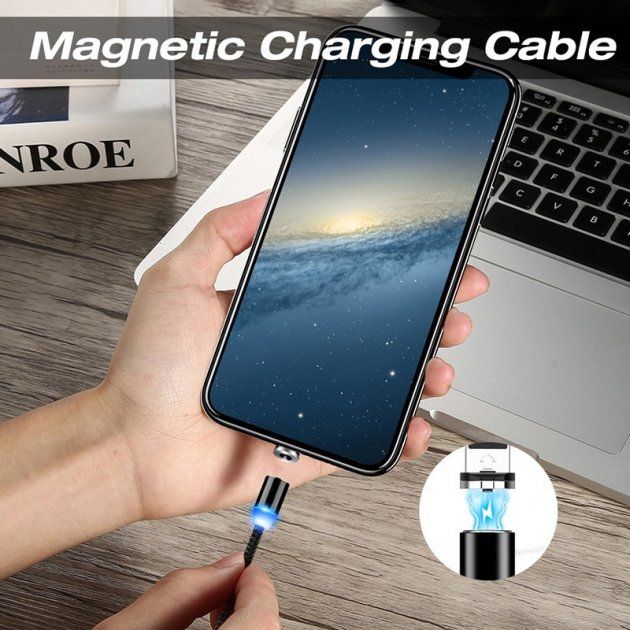 Магнитный кабель для зарядки 3 в 1 X-Cable с круглым разъемом micro USB, Type C, lightning