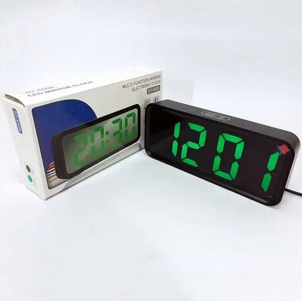 Многофункциональные часы настольные DT-6508 с будильником и USB зарядкой с зеленой подсветкой, компактные портативные универсальные лед часы, Электронные часы зеркальные,3 режима,время,дата,температура