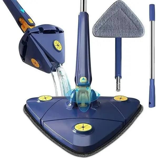 Портативная Универсальная Треугольная швабра-лентяйка Multi function Mop MA-89, с функцией поворота на 360, с отжимом, для мытья окон и всех поверхностей, многофункциональная,для Влажной и сухой уборки, Телескопическая швабра