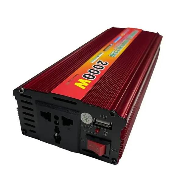 Портативный Универсальный Преобразователь напряжения 12V 220V 2000W, компактный автомобильный инвертор с розеткой и разъёмом USB, для преобразования электричества из 12 В в 220 В,  подключать через прикуриватель или к клеммам аккумулятора
