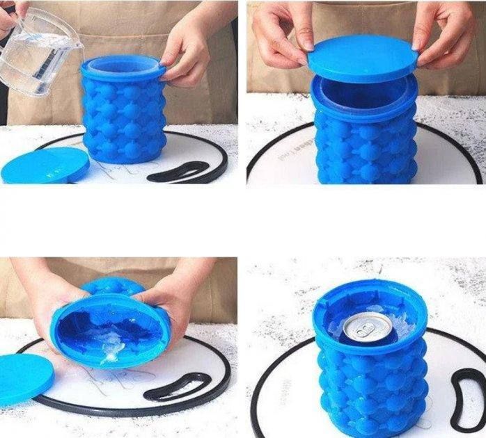 Практичная удобная Силиконовая Форма ведро для льда Ice Cube Maker Genie, круглое ведёрко для охлаждения напитков в бутылках, для заморозки льда, портативная с крышкой, ледница, для кубиков льда, быстрое охлаждение,ледяные шарики