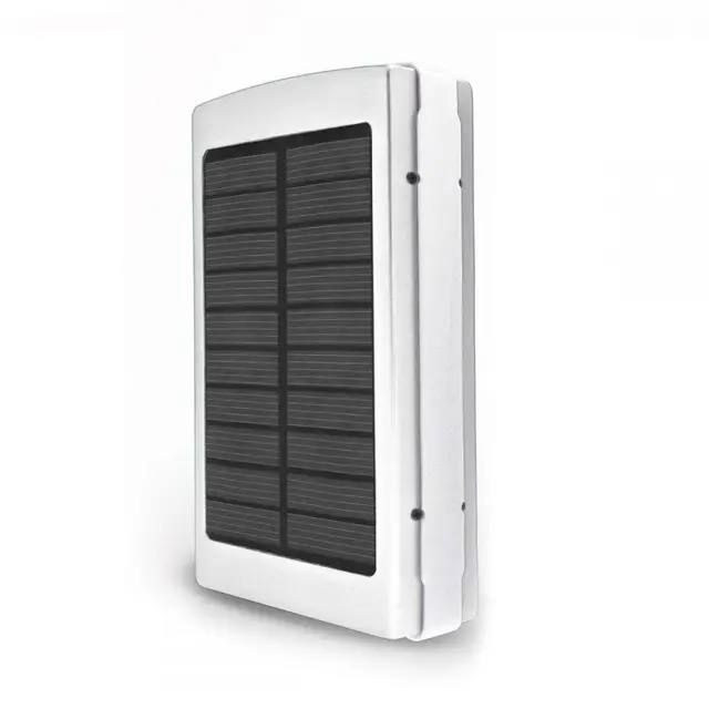 Power Bank 50000 mAh с солнечной батареей и Led панелью silver, Компактное и мощное портативное зарядное устройство, Внешняя батарея для зарядки, внешний аккумулятор, Универсальное устройство, работающее от сети, компьютера и энергии солнца