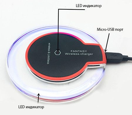 Беспроводная зарядка Wireless Charger Fantasy с адаптером андроид, Android