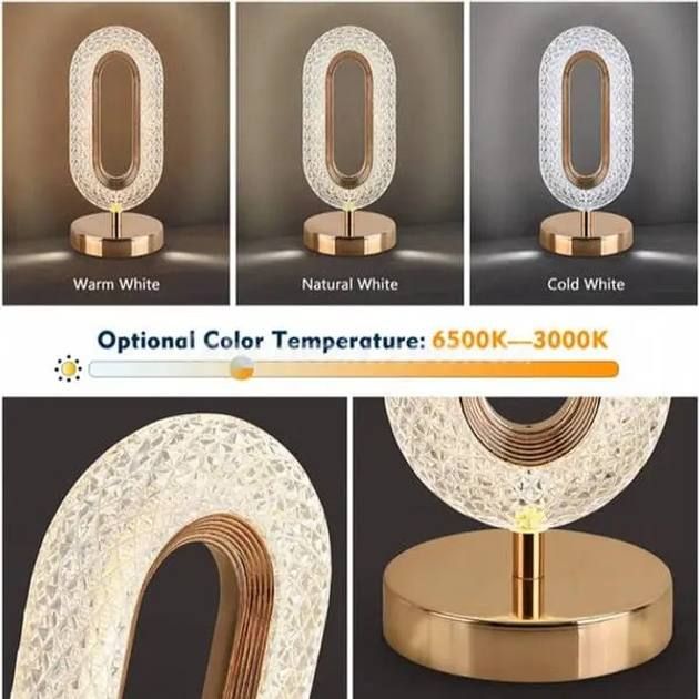 Настольная лампа с кристаллами и бриллиантами Creatice Table Lamp 16, Три вида освещения, прикроватная сенсорная светодиодная лампа,Изящная форма, светильник-ночник, имитирует хрусталь, светильник аккумуляторный беспроводной