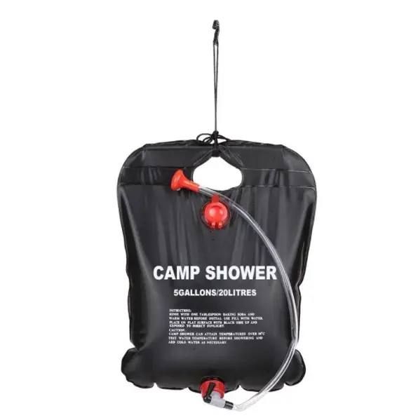 Переносной душ Camp Shower 20 литров, Мобильный походный душ для кемпинга, туристов, дачников, герметичный складной прочный надежный подвесной летний душ, насыщенный черный для лучшего нагрева от солнечных лучей
