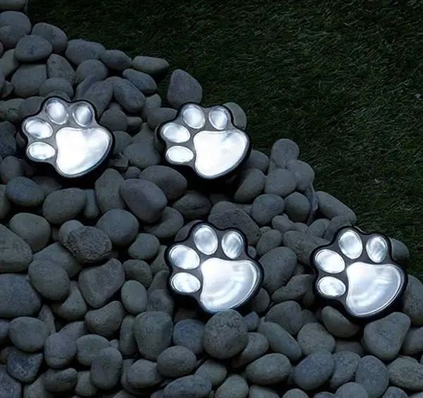 Светящиеся Следы Paw Print Light На Солнечной Батарее, Автономный уличный светильник в грунт, Уличный Тротуарный Светильник в форме следов, светодиодные следы с защитой от влаги, фонарь-лапки садовый газонный