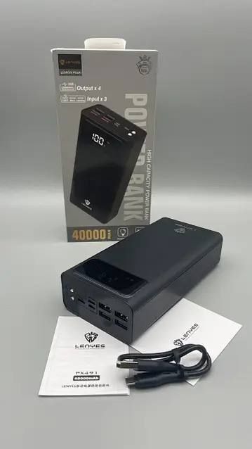 Power bank LENYES PX491 40000mAh (реальная емкость), портативное зарядное устройство с индикацией заряда, внешняя аккумуляторная батарея, универсальная мобильная батарея, практичный павербанк с быстрой зарядкой