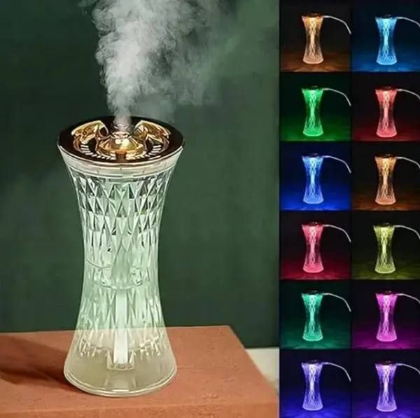 Кристальная лампа с увлажнителем воздуха Xiaomanyo humidifier и сенсорным управлением с многоцветной подсветкой, декоративный стильный увлажнитель, компактный аромадиффузор 3 в 1, 7 цветов подсветки