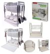 Сушилка для посуды Multifunctional dish rack, многофункциональная прочная надежная складная подставка для посуды, стойка для кухни, Двухъярусная Кухонная сушка, Настольная Посудосушка, съемный поднос, для хранения столовых приборов,тарелок,чашек