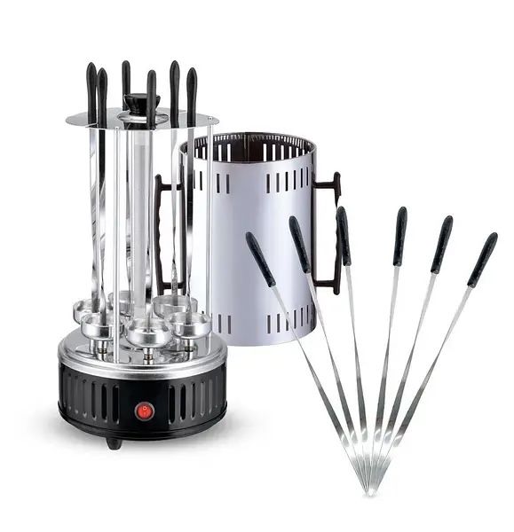 Шашлычница электрическая на 6 шампуров 1000W Kebabs Machine, Вертикальная домашняя электрошашлычница