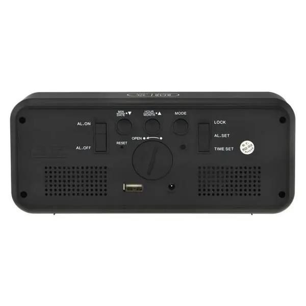 Многофункциональные часы настольные DT-6508 с будильником и USB зарядкой с зеленой подсветкой, компактные портативные универсальные лед часы, Электронные часы зеркальные,3 режима,время,дата,температура