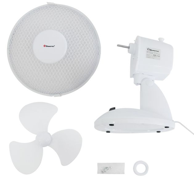 Вентилятор портативный настольный DOMOTEC MS-1624 White, бесшумный компактный электровентилятор бытовой на стол, регулируемый угол наклона, автоповорот