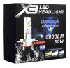 Комплект светодиодные LED лампы X3-H7 для автомобиля HeadLight 50Вт с активным охлаждением 8000K/6000Lm, автомобильные лед лампы