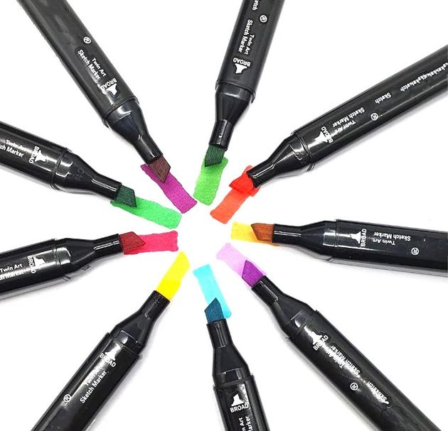Универсальный Высококачественный Набор двусторонних маркеров, Sketch Marker, 48 цветов для рисования,скетчинга, комплект маркеров для создания скетчей и эскизов,с портативным чехлом