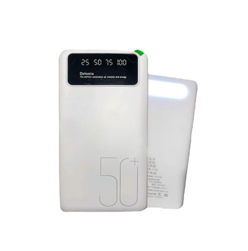 Зарядное устройство Power Bank Viaking N5 50000 mAh. повербанк с дисплеем и фонариком, Белый