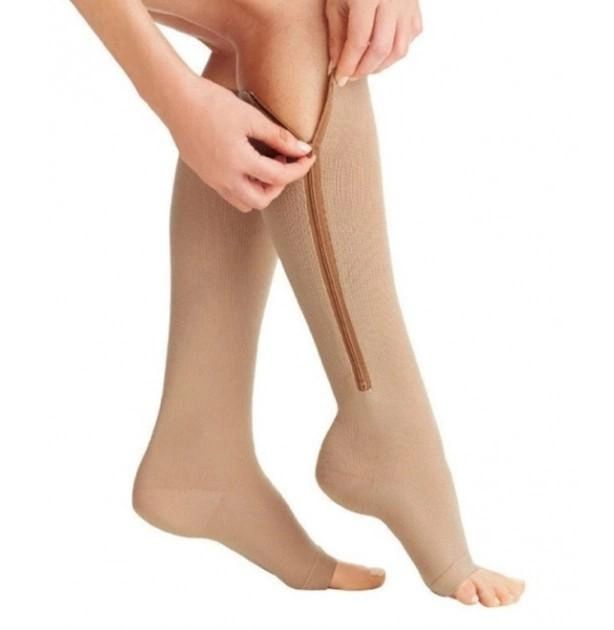Компрессионные гольфы от варикоза Zip Sox, лечебные носки от варикоза, лечебные чулки Зип Сокс Бежевые
