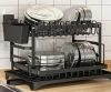 Двухуровневая сушилка для посуды с автоматическим сливом для кухни, нержавеющая сталь, Стеллаж для хранения посуды со сливным поддоном