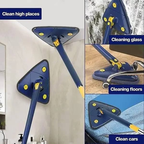 Портативная Универсальная Треугольная швабра-лентяйка Multi function Mop MA-89, с функцией поворота на 360, с отжимом, для мытья окон и всех поверхностей, многофункциональная,для Влажной и сухой уборки, Телескопическая швабра