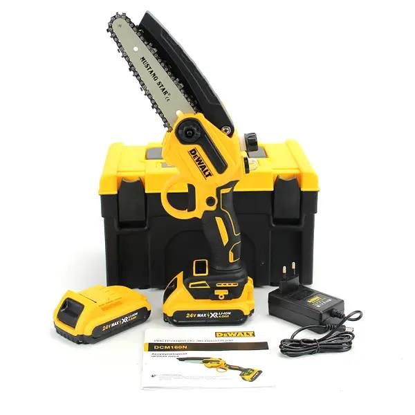 Аккумуляторная цепная мини пила DeWalt DCM160N 24V 4AH шина 20 см на 2 аккумулятора 8" дюймов с автоматической смазкой цепи в кейсе, Веткорез деволт