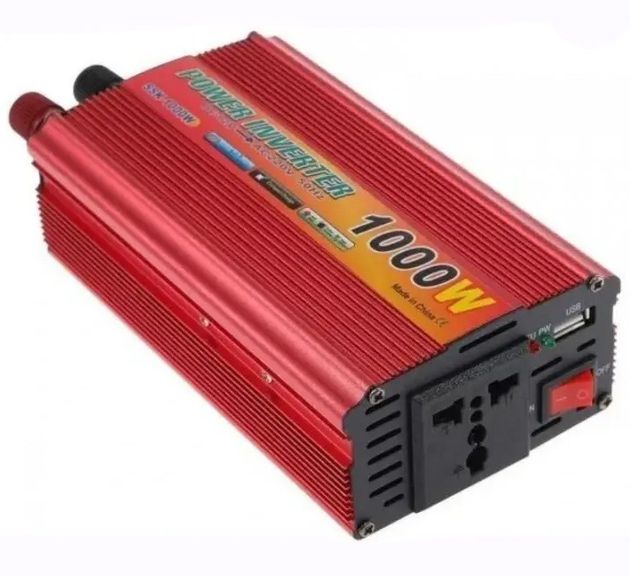 Преобразователь напряжения бесшумный автомобильный инвертор LoadKing 1000W, USB, активное охлаждение 12/220В Red SPR, альтернативное питание приборов, для зарядки и работы: ноутбуков, видеокамер, телефонов, телевизоров, аудио- и видеотехники и тд