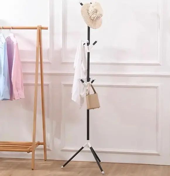Металлическая напольная вешалка-стойка для одежды Coat Rack 12 крючков, Вешалка для пола с крючками разборная