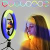 Кольцевая светодиодная лампа MJ33 RGB LED 33 см с держателем под мобильный телефон, смартфон, поворотная на 360 градусов USB