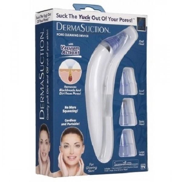 Вакуумный аппарат для чистки лица и пор Derma Suction для профессиональной чистки кожи и пор лица - легкий портативный удобный прибор + 4 насадки, Вакуумный очиститель для самостоятельной очистки в домашних условиях