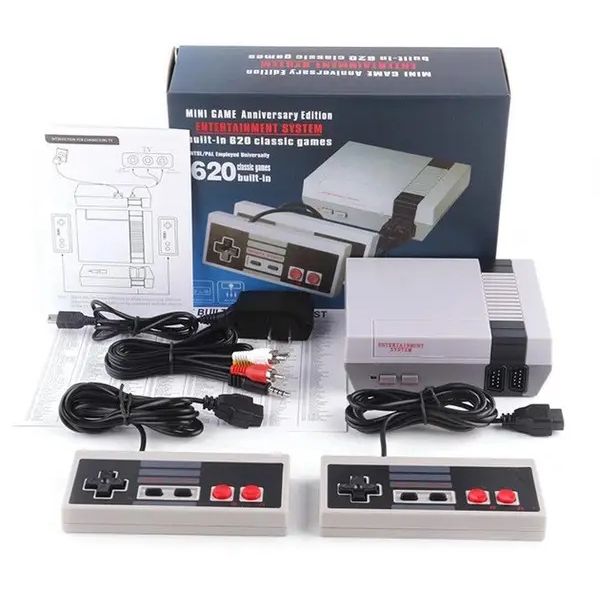 Игровая Приставка Gamepad 620 Super Консоль С Джойстиками 620 игр  8 бит два джойстика стационарная ретро Dendy и подключение к ТВ, домашние видеоигры 80-х и 90-х,можно играть на любом телевизоре и вдвоём