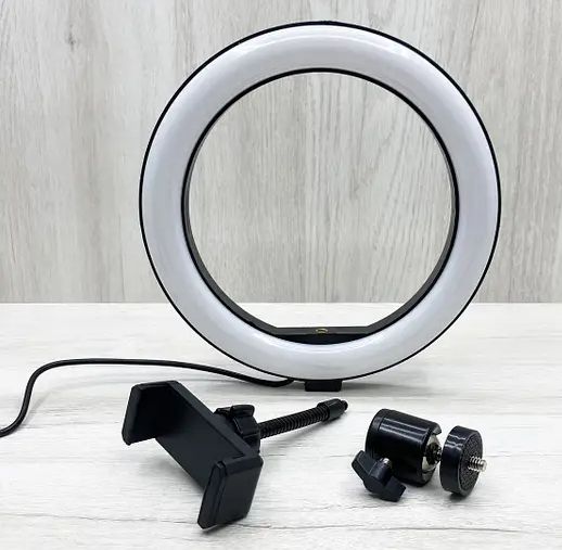 Кольцевая светодиодная LED лампа MJ26 RGB 26 см для селфи, фото и видео, студийный свет