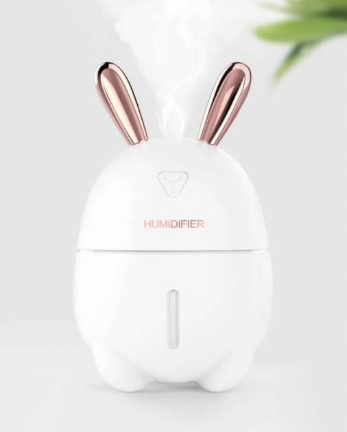 Увлажнитель воздуха и ночник 2в1 Humidifiers Rabbit кролик зайчик Заяц, портативный универсальный стильный милый ультразвуковой Диффузор освежитель с подсветкой, бесшумный распылитель для ароматерапии, аромолампа