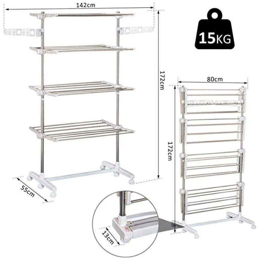 Складная сушилка для белья Garment Rack With Wheels, сушилка для одежды, складная стойка металическая