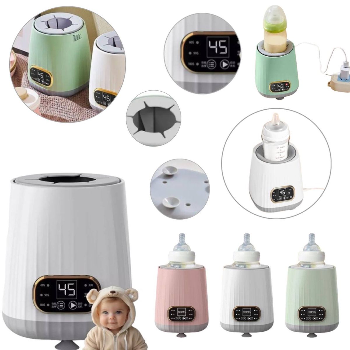 Автоматический шейкер для детских бутылочек, Electric Milk Bottle Shaker, Portable Shaking Machine, USB Charging, Milk, Подогреватель для бутылочек потативный с таймером  оборудован подсветкой и LED дисплеем